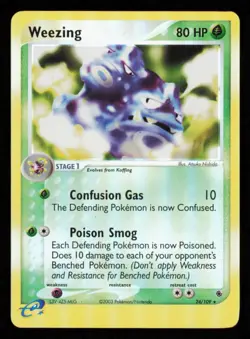 Pokemon Card Weezing 24/109 Reverse Holo Foil Ruby Sapphire Rare Vintage LP 2003 - Image 1