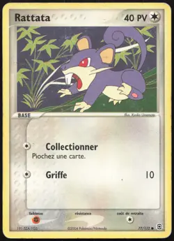 Carte Pokemon Rattata 77/112 Rouge Feu & Vert Feuille Francais - Image 1
