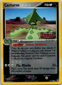 Cacturne 27/108 Uncommon Power Keepers Pokemon Reverse Holo LP - Image 1