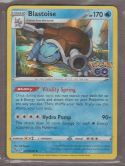 Blastoise 017/078 Pokemon GO Rare Holo Pokemon TCG Card - Image 1