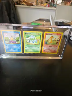 Vtg Pokemon Card WOTC Starter Squirtle Bulbasaur Charmander Arcrlic Display Case - Image 2