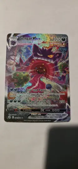 Gengar VMAX Secret Rare 320 HP Full Art Holo Fusion Strike Pokemon Card 271/264 - Image 1