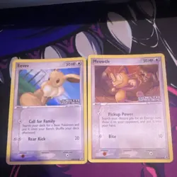 Pokemon EX Delta Species Eevee & Meowth reverse Holo stamped Cards 2005 Lot 2 - Image 1