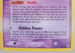 Pokemon Collectible Cards, Unown, Holo, Q/28, Unseen Forces, 2005 - Image 4