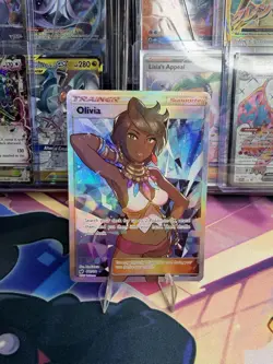 POKEMON OLIVIA FULL ART TRAINER 111/111 SM CRIMSON INVASION HOLO NM - Image 1