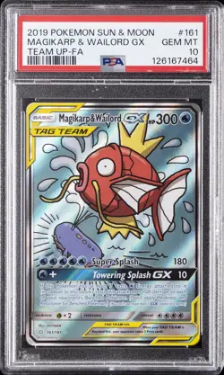2019 POKEMON SUN & MOON TEAM UP #161 FULL ART/MAGIKARP & WAILORD GX PSA 10 - Image 1