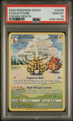 2023 POKEMON SWORD & SHIELD CROWN ZENITH #GG08 FULL ART/ELECTIVIRE PSA 10 - Image 1