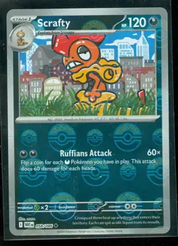 Pokemon SCRAFTY 058/086 - White Flare - Poke Ball Pattern - MINT - Image 1