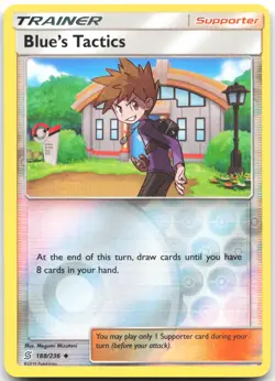Blue's Tactics 188/236 Uncommon Unified Minds Pokemon Reverse Holo Near Mint - Image 1