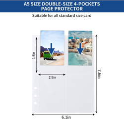 320 Pockets 6 Ring A5 Binder Inserts, Premium 4 Pocket Card Binder Sleeves, 2.5 - Image 2