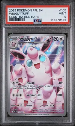2025 Pokemon TCG Phantasmal Flames Wigglytuff IR Holo 105/094 PSA 9 - Image 1