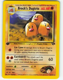 Brock's Dugtrio - 1st Edition - 22/132 Gym Challenge - Pokemon TCG - 2000 - Image 1