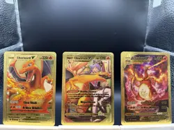 Pokemon TCG Charizard V VMAX VSTAR Gold Foil Lot x4 Cards Custom - Image 1