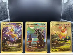 Pokemon TCG Gold VMAX Jolteon, Umbreon, Flareon Lot x3 Cards Custom - Image 1
