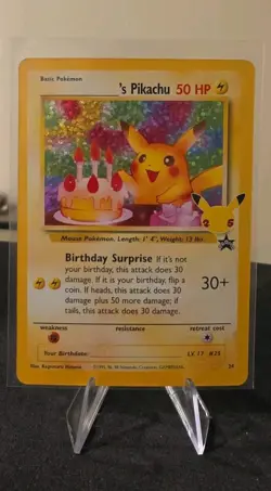 Pokemon TCG Pikachu Birthday Celebrations Holo Card #24 NM - Image 1