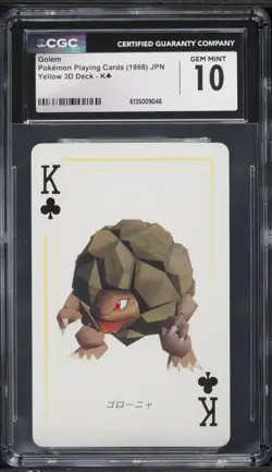 1998 Pokemon Japanese Playing Cards Yellow 3D Deck Golem CGC 10 - Image 1