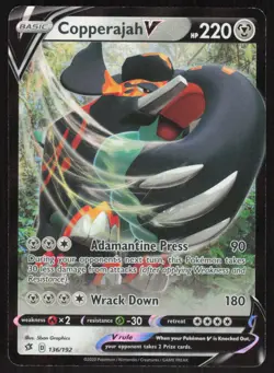 Pokemon TCG SWSH02: Rebel Clash #136/192 Copperajah V NM - Image 1