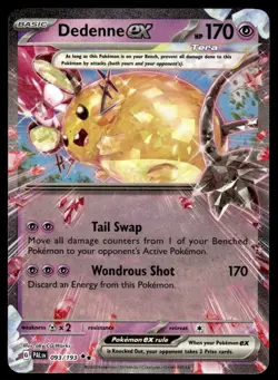 Pokemon TCG SV02: Paldea Evolved #093/193 Dedenne ex NM - Image 1