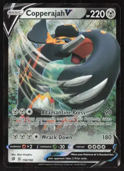 Pokemon TCG SWSH02: Rebel Clash #136/192 Copperajah V NM - Image 1