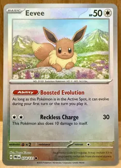 Eevee (Master Ball Pattern) 074/131 SV: Prismatic Evolutions Holo Pokemon TCG - Image 1