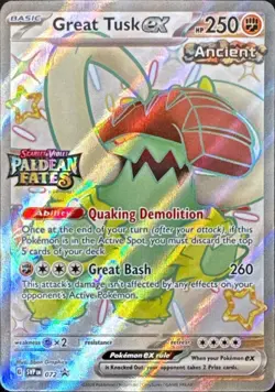 Pokemon Great Tusk ex 72 Double Rare - Paldean Fates Stamped Promo - NM - Image 1