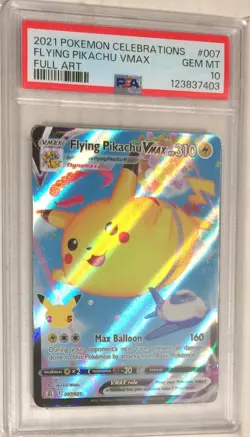 2021 Pokemon SWSH Celebrations PSA 10 Flying Pikachu VMAX FULL ART Holo #007 - Image 1
