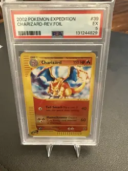 2002 POKEMON EXPEDITION SET #39/165 CHARIZARD REVERSE FOIL HOLO PSA 5 VTG WOTC - Image 1