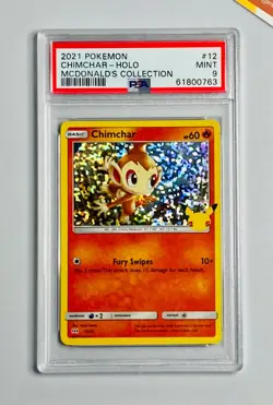 Pokemon PSA 9 Chimchar #12 Holo McDonald's Collection 2021 25th Anniversary - Image 1