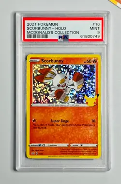 Pokemon PSA 9 Scorbunny #16 Holo McDonald's Collection 2021 25th Anniversary - Image 1