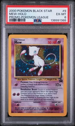 2000 POKEMON PROMO BLACK STAR POKEMON LEAGUE #9 MEW-HOLO PSA 6 - Image 1