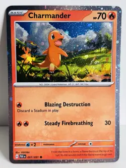 2024 Pokemon Scarlet & Violet Paldean Fates Charmander 7 /91 Cosmic Holo Promo - Image 1
