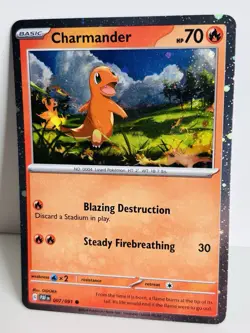 2024 Pokemon Scarlet & Violet Paldean Fates Charmander 7 /91 Cosmic Holo Promo - Image 2