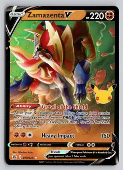 ZAMAZENTA V 018/025 HOLO V RARE CELEBRATIONS POKEMON NM - Image 1