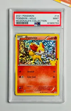 Pokemon PSA 9 Fennekin #14 Holo McDonald's Collection 2021 25th Anniversary - Image 1