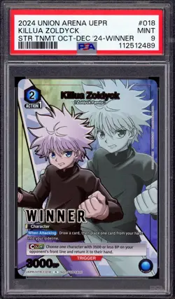 2024 Union Arena Store Tournament Oct-Dec 2024 Winner Killua Zoldyck #18 PSA 9 - Image 1