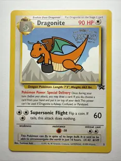 Pokemon DRAGONITE Card BLACK STAR PROMO Set #5 Movie Release WB Stamped WOTC NM - Image 1