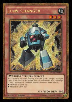 JUNK CHANGER PGL3-EN002 YUGIOH CARD ENGLISH GOLD SECRET RARE HOLO 1st ED NM - Image 1