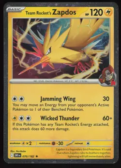 TEAM ROCKET'S ZAPDOS 070/182 MISC CARDS & PRODUCTS POKEMON HOLO COSMOS HOLO NM/M - Image 1