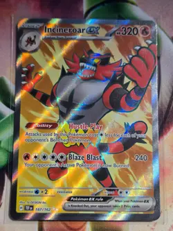 Pokemon TCG Incineroar ex Holo Ultra Rare SV05: Temporal Forces 187/162 NM - Image 1