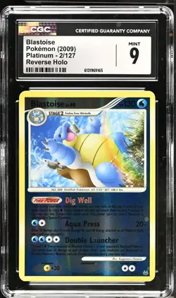 CGC 9 MINT Blastoise 2/127 Reverse Holo Platinum Pokemon Card - Image 1