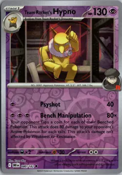 Team Rocket's Hypno 080/182 Uncommon Destined Rivals Pokemon Reverse Holo NM - Image 1