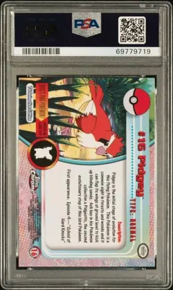 PSA 9 Mint Pidgey 2000 Pokemon Topps Chrome T.V. #16 - Image 2