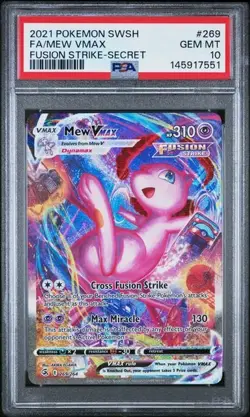 2021 POKEMON SWORD & SHIELD FUSION STRIKE SECRET #269 FULL ART/MEW VMAX PSA 10 - Image 1