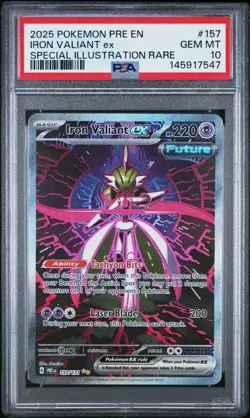 2025 POKEMON PRE EN-PRISMATIC EVOLUTIONS #157 IRON VALIANT EX PSA 10 - Image 1