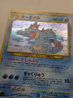 Pokemon Feraligatr No. 160 Neo Genesis Premium File Japanese Holo Swirl Dmg - Image 2
