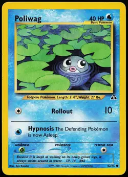 Poliwag 62/75 Common Neo Discovery Pokemon Card - Image 1
