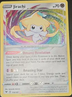 Pokemon TCG Jirachi Amazing Rare Holo 119/185 Swsh04 Vivid Voltage Card - Image 1