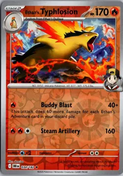 Ethan's Typhlosion 034/182 Rare Destined Rivals Pokemon Reverse Holo Near Mint - Image 1