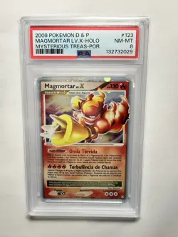 2008 POKEMON D & P MAGMORTAR LV.X MYSTERIOUS TREASURES #123 PORT.-HOLO PSA 8 - Image 1