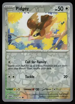 PIDGEY 016/165 COMMON 151 POKEMON REVERSE HOLO NM/M - Image 1
